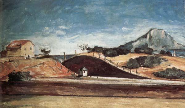 Paul Cezanne Le Percement de la voie ferree avec la montagne Sainte-Victoire France oil painting art